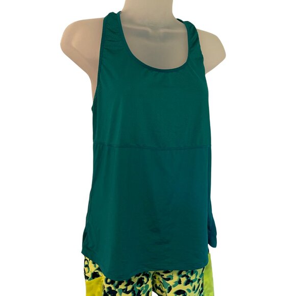 Fabletics Workout outfit top and leggings | Teal, Lime Green, Animal Print | S - Picture 3 of 10